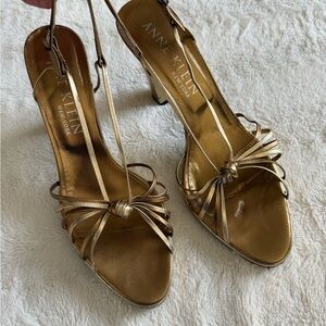 Anne Klein Metallic Gold Strappy Heels